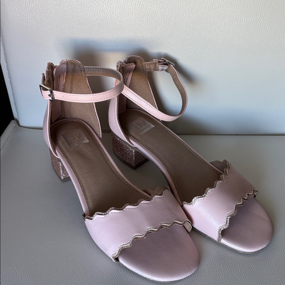 Dolce Vita Pink Ankle Strap Sandals with Glitter Heel size 4